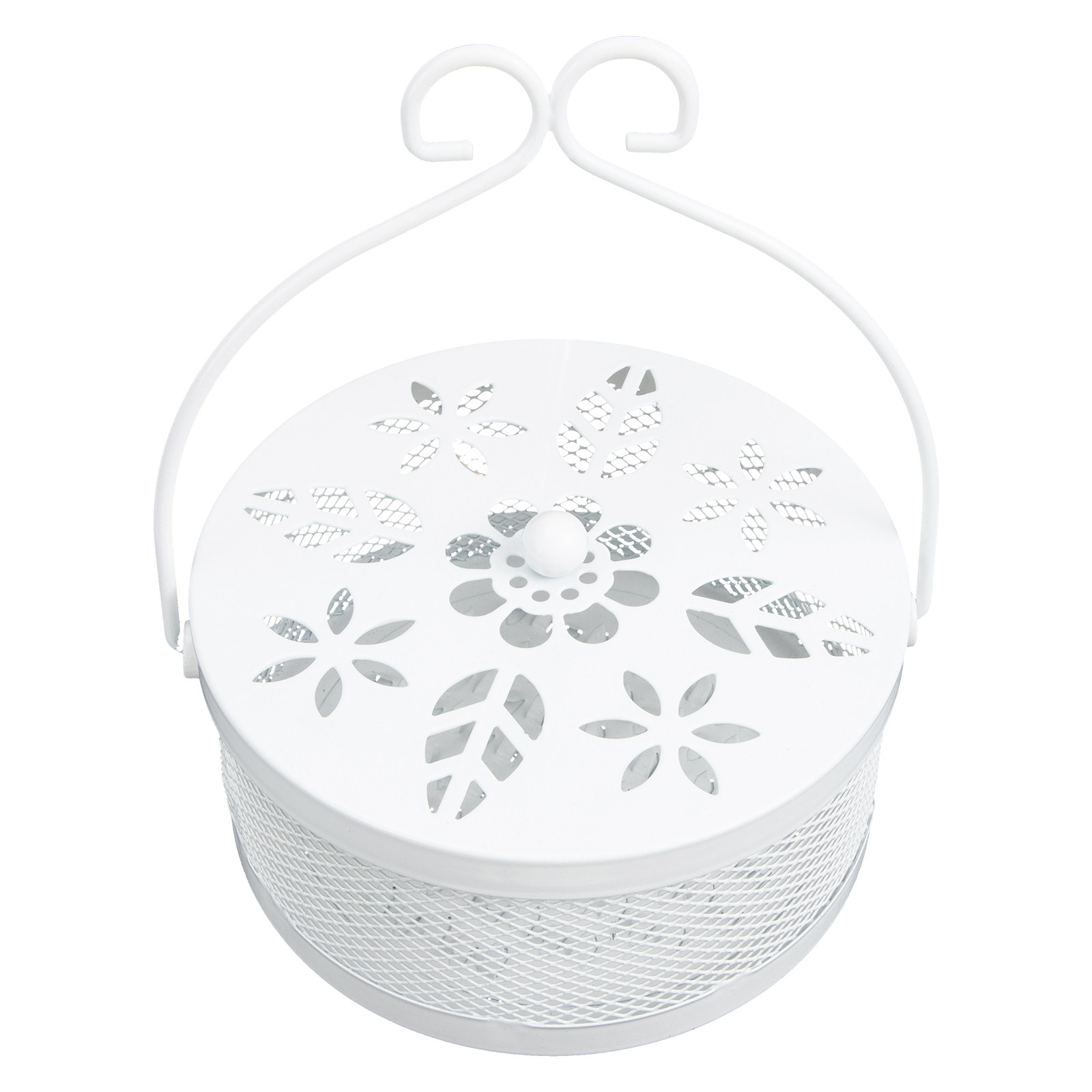Incense Holder - Pudełko z kutego metalu, białe, gładka