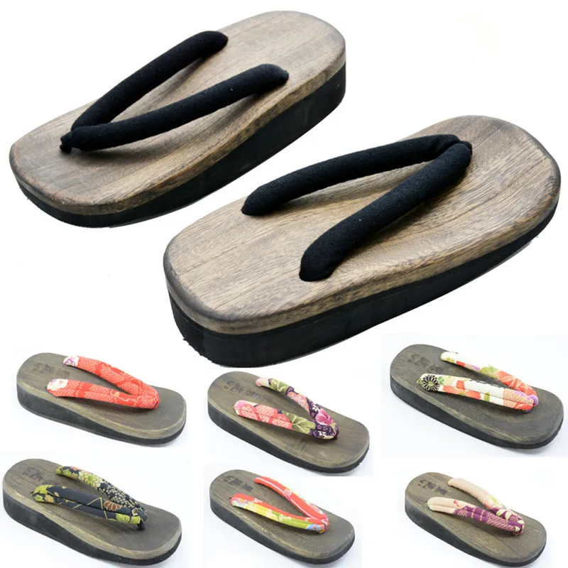 Geta Wooden Sandal - Damskie buty do cosplay, średni obcas,