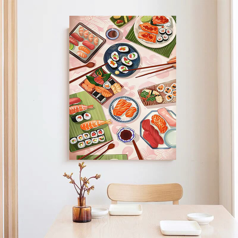 Plakaty z sushi i łososiem, ob – Japanese Restaurant Lifestyle recenzja i cena